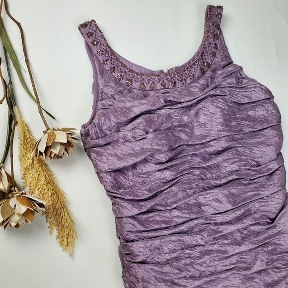 Cachet Stunning Purple Rouged Ruffled Dress 10 - Picture 13 of 14